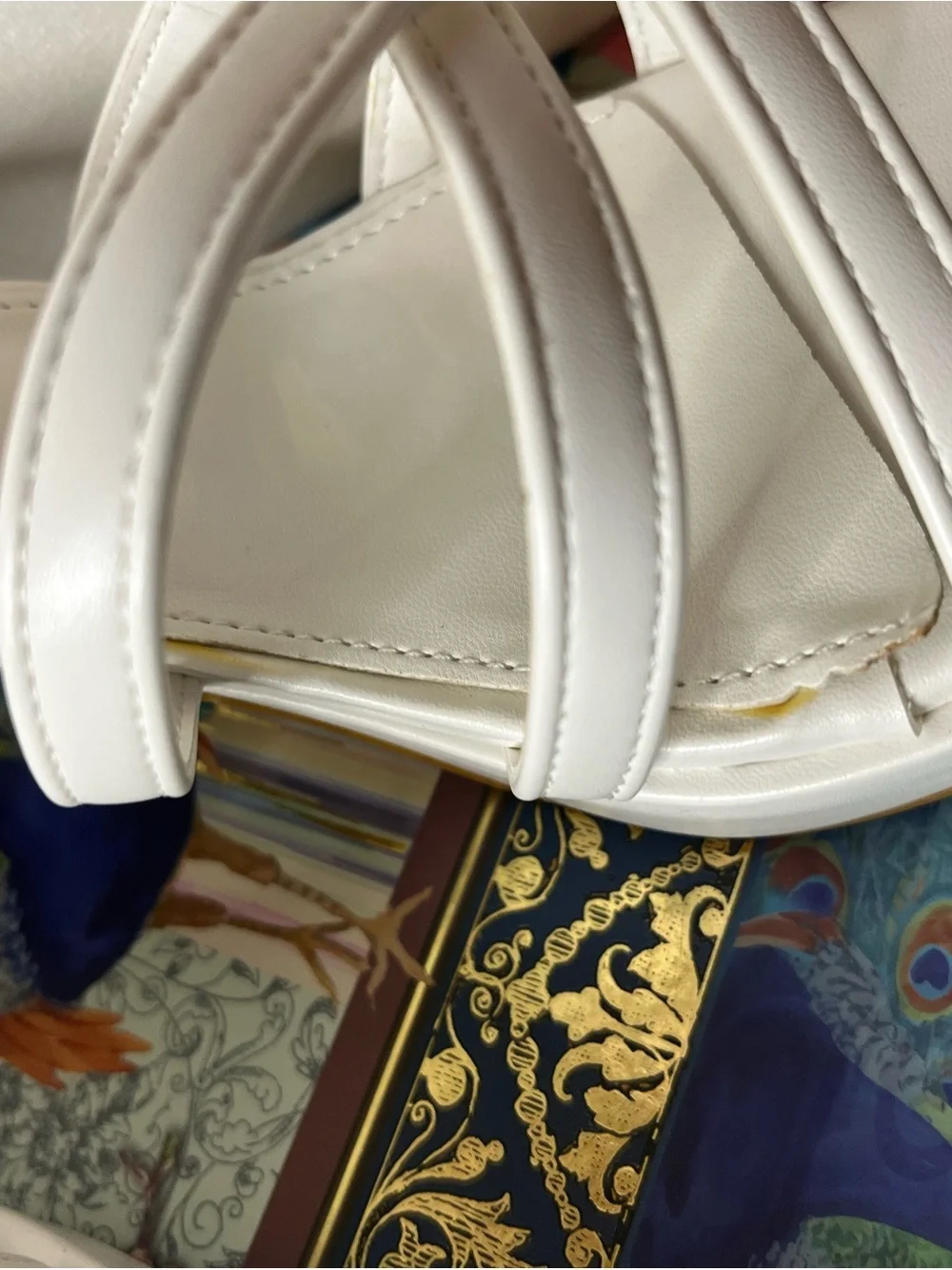 White Strappy Square-Toe Block Heel Sandals - Picture 3 of 4